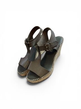 Paseart Espadrille Wedge green Sandals Made in Spain size 40 (9-9.5)